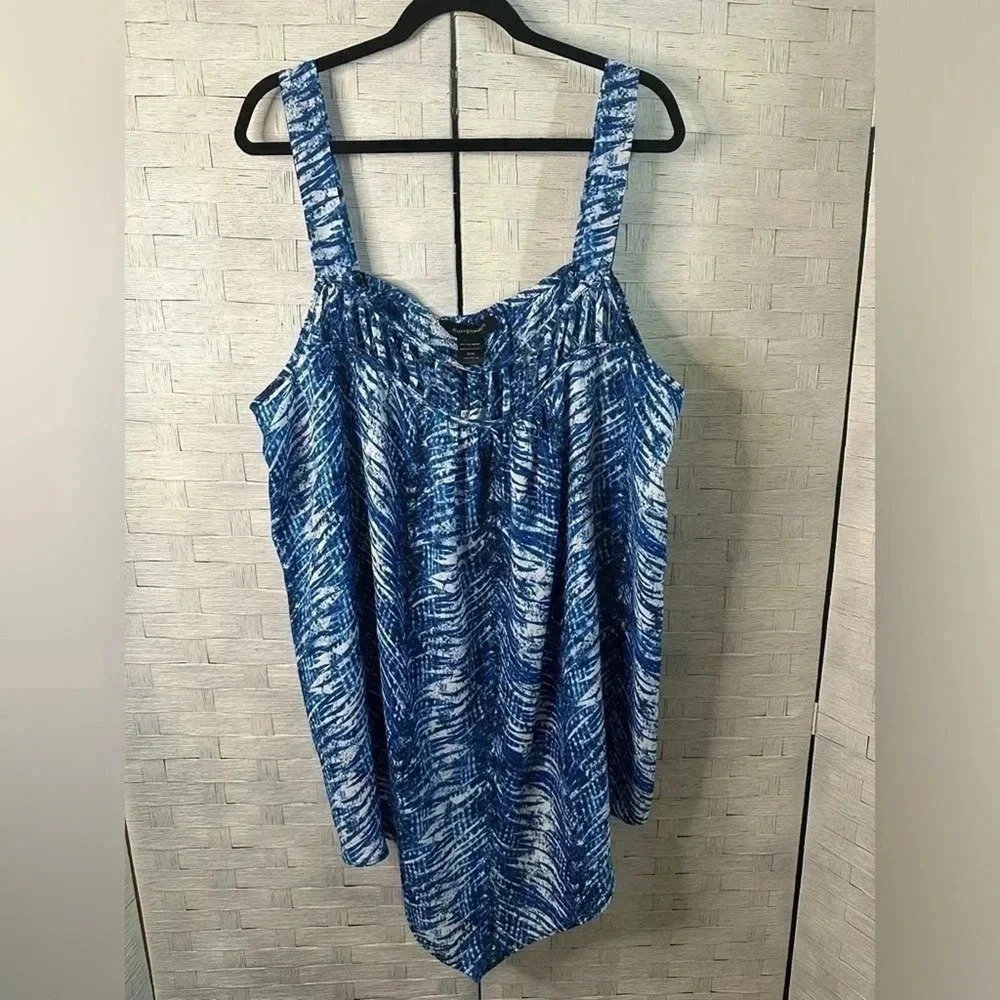 Ashley Stewart Womens Tank topCage Front‎ oversized tropical print Plus Size